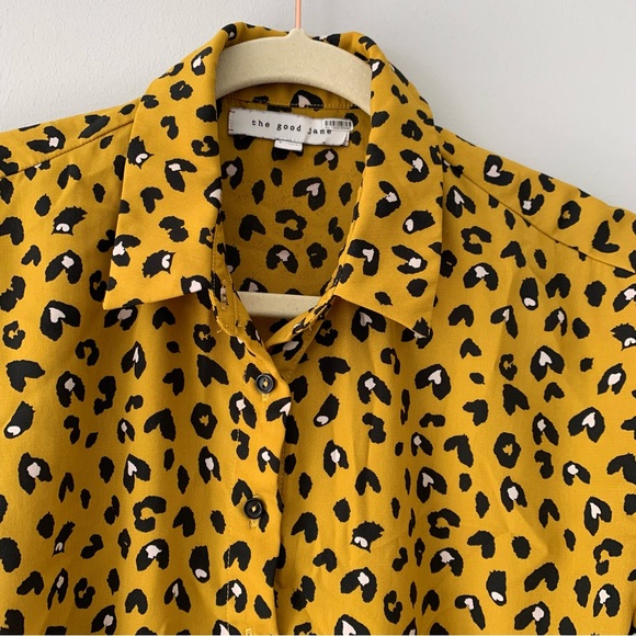 Yellow And Black Button down Blouse - Picture 5 of 15